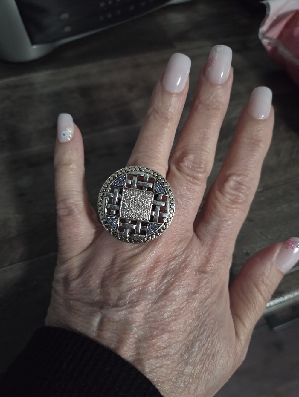 John Hardy Sterling/18K Gold Diamond Sapphire Ring